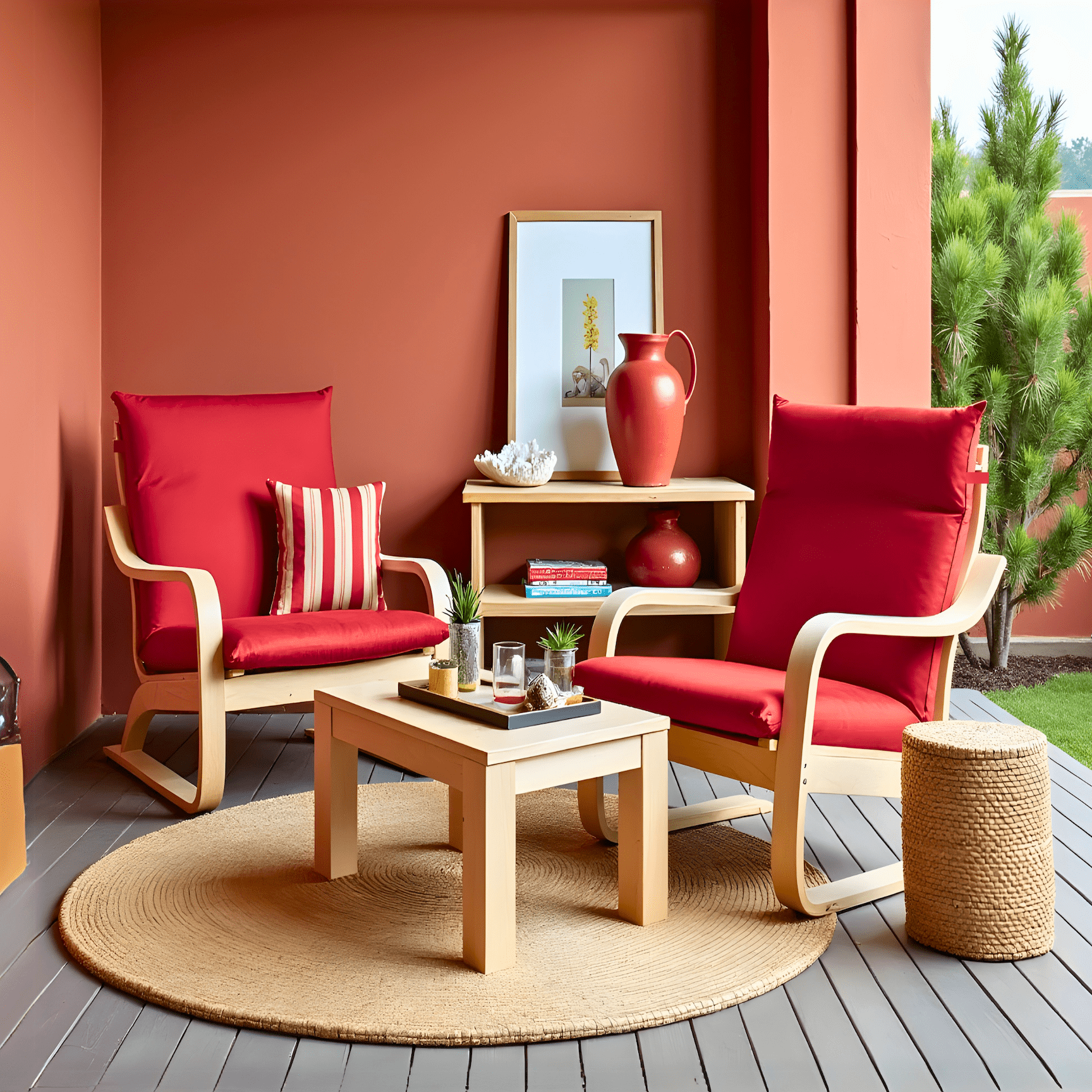 Rockin Cushions IKEA Adult Poang Velvet Burgundy Red Chair and Ottoman Covers, Compatible with IKEA Poang